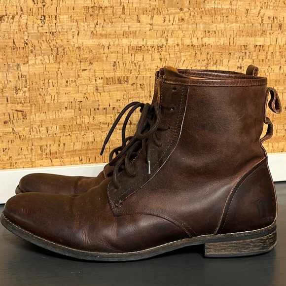 Shoe the Bear Men Brown Leather Lace Up Combat Boots heritage Distressed Size 10